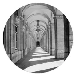 Plexiglasschilderij Portaal Ø 50 Cm Zwart-Wit