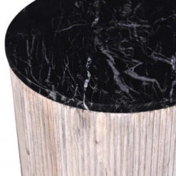 Bijzettafel Marmer Bruin - Hout - 40x40x55cm - Glitzie - Giga Meubel -Leenbakker Winkel 1000038579 0103