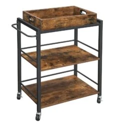 Parya Home - Serveerwagen - 3 Lagen - Met Wieltjes - Industrieel