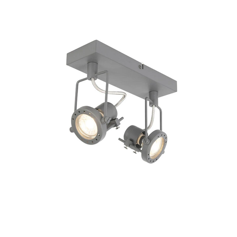 QAZQA Industriële Spot Antraciet 2-lichts Draai- En Kantelbaar - Suplux 1 QAZQA Industriële Spot Antraciet 2-lichts Draai- En Kantelbaar - Suplux