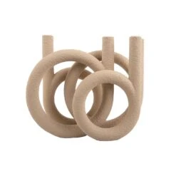 PRESENT TIME Kandelaar Rings - Polyresin - Zandbruin - 38x14,5x30cm