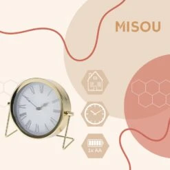 Orange85 Tafelklok Goud Metaal 16 Cm Klokken Binnen Decoratieve Accessoires -Leenbakker Winkel 1000040315 0111