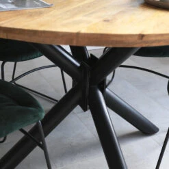 Ronde Eettafel Denver Industrieel Ø130 Cm - 130x130x77 Cm - Mangohout - Bruin -Leenbakker Winkel 1000041732 0102