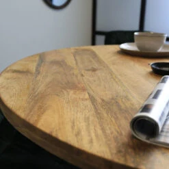Ronde Eettafel Denver Industrieel Ø130 Cm - 130x130x77 Cm - Mangohout - Bruin -Leenbakker Winkel 1000041732 0103