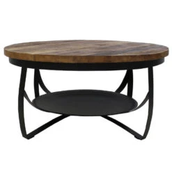 Industriële Salontafel Oxis 90 Cm - 90x90x44 Cm - Mangohout - Bruin