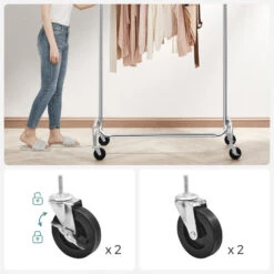 O'DADDY® Kledingrek Op 4 Grote Wielen - Tot 130 Kg Stabiel - RVS -Leenbakker Winkel 1000042972 0102