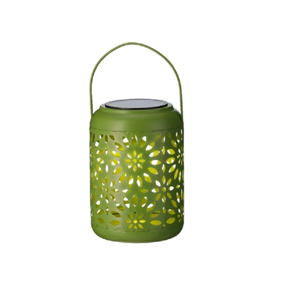 Lumineo Lantaarn - Groen - Solar - Met Hengsel - Metaal - 17 Cm 1 Lumineo Lantaarn - Groen - Solar - Met Hengsel - Metaal - 17 Cm