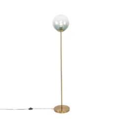 QAZQA Art Deco Vloerlamp Messing Met Groen Glas - Pallon