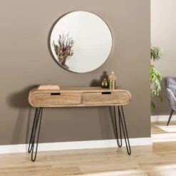 Industriële Sidetable Jasmine 2 Lades Mangohout 30x120x76 Cm Mangohout -Leenbakker Winkel 1000045216 0102