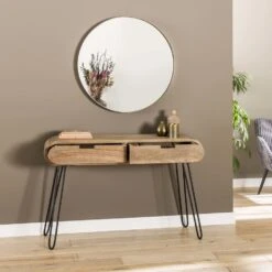 Industriële Sidetable Jasmine 2 Lades Mangohout 30x120x76 Cm Mangohout -Leenbakker Winkel 1000045216 0103