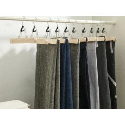 ACAZA Set Van 12 Massief Houten Kledinghangers, Anti-Slip Bescherming, Hout 5 ACAZA Set Van 12 Massief Houten Kledinghangers, Anti-Slip Bescherming, Hout -Leenbakker Winkel 1000045940 0101