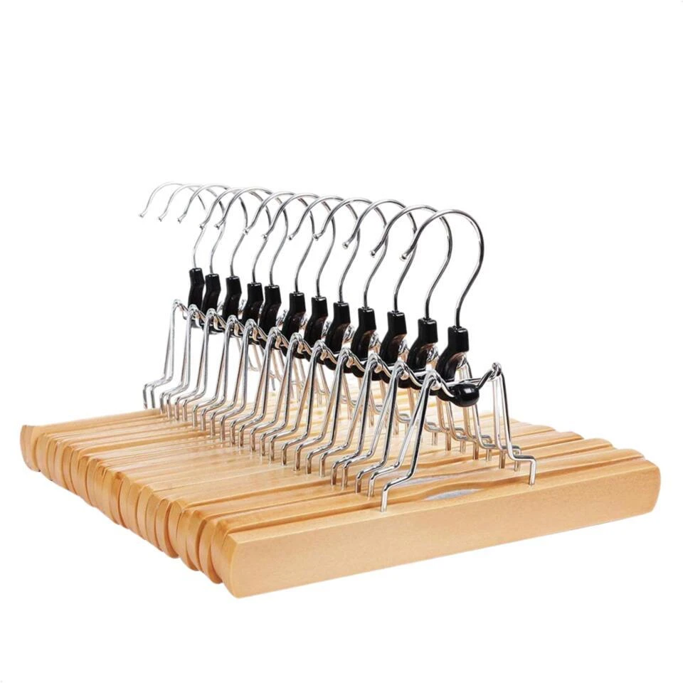 ACAZA Set Van 12 Massief Houten Kledinghangers, Anti-Slip Bescherming, Hout 1 ACAZA Set Van 12 Massief Houten Kledinghangers, Anti-Slip Bescherming, Hout