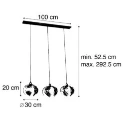 QAZQA Vintage Hanglamp Goud Langwerpig 3-lichts - Botanica -Leenbakker Winkel 1000046722 0103