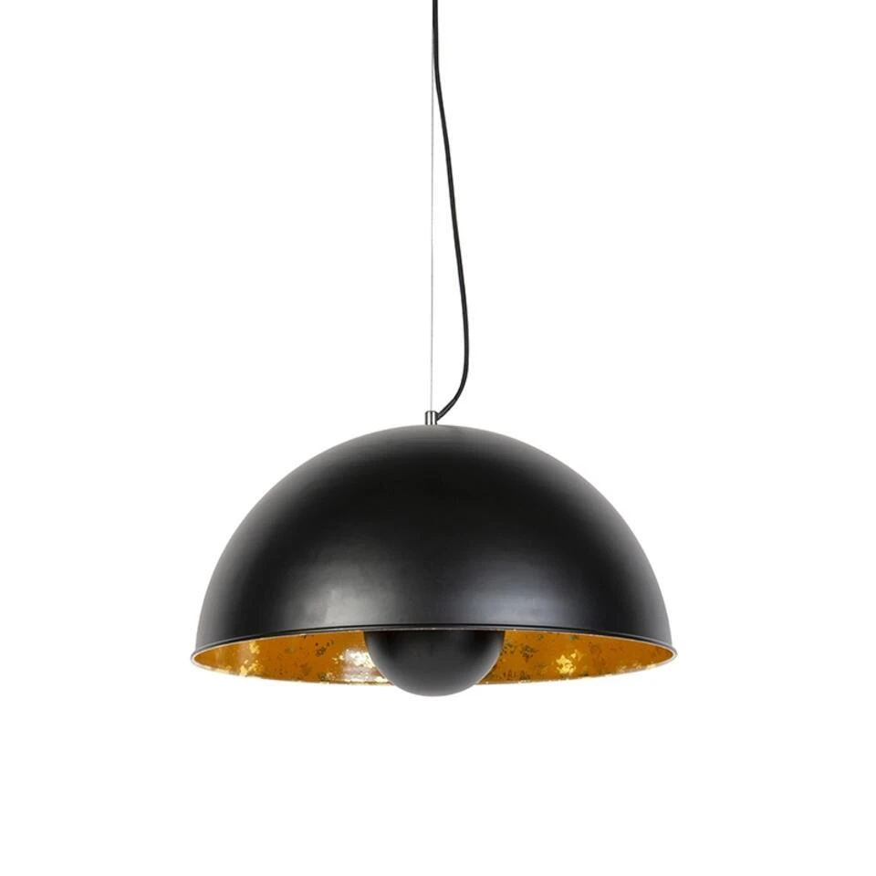 QAZQA Industriële Hanglamp Zwart Met Goud 50 Cm - Magna Eglip 1 QAZQA Industriële Hanglamp Zwart Met Goud 50 Cm - Magna Eglip