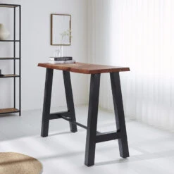 Industriële Bartafel Quinty Mangohout Boomstam 150x50 Cm - Mangohout - Bruin -Leenbakker Winkel 1000046796 0101