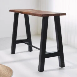 Industriële Bartafel Quinty Mangohout Boomstam 150x50 Cm - Mangohout - Bruin -Leenbakker Winkel 1000046796 0102