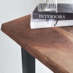 Industriële Bartafel Quinty Mangohout Boomstam 150x50 Cm - Mangohout - Bruin -Leenbakker Winkel 1000046796 0103