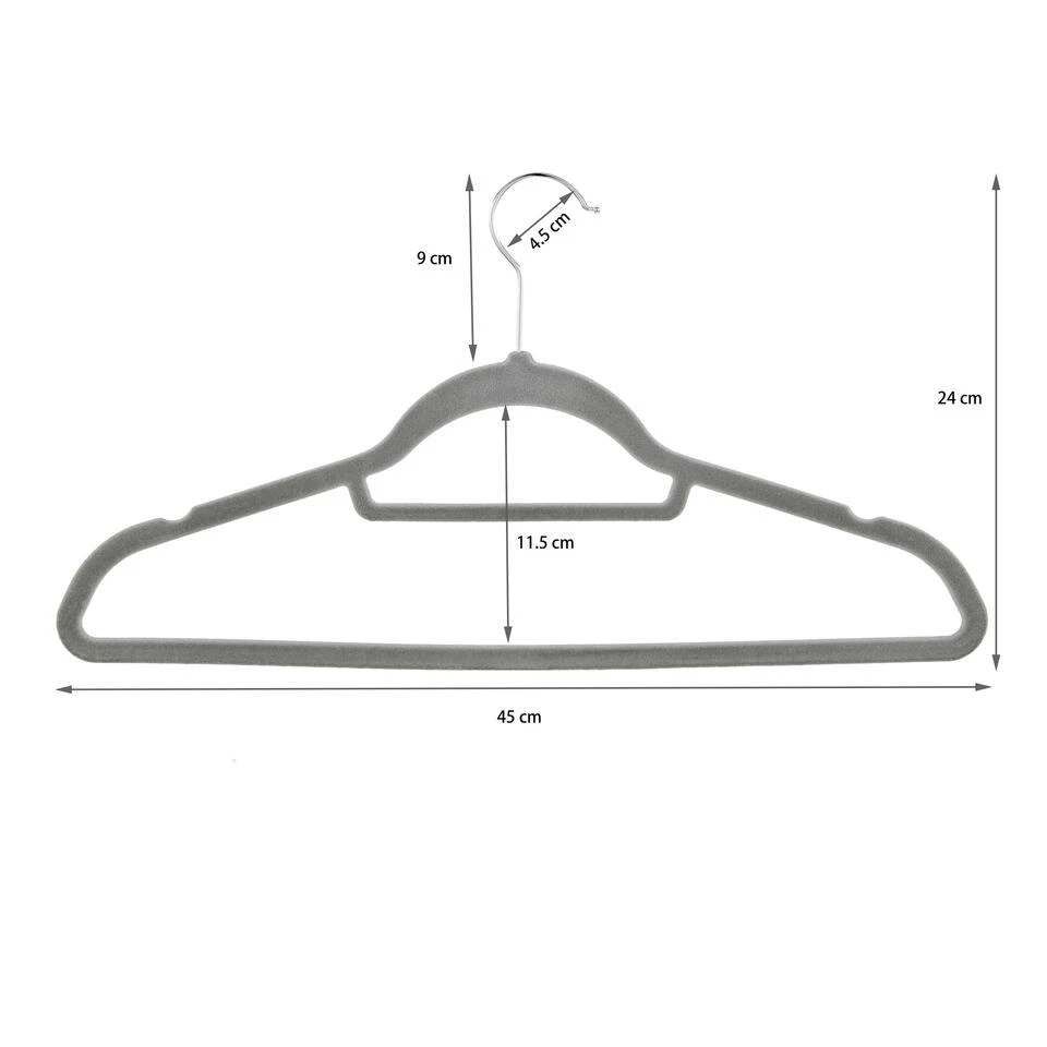 ACAZA Set Van 50 Anti-slip Kleerhangers, Fluweel, Kapstokken Met Broeklat, Grijs 4 ACAZA Set Van 50 Anti-slip Kleerhangers, Fluweel, Kapstokken Met Broeklat, Grijs - Afbeelding 4