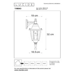 Lucide TIRENO Wandlamp - Zwart -Leenbakker Winkel 1000046881 0102