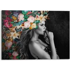 Alu-Dibond Elegante Vrouw 100x140 Cm Bont