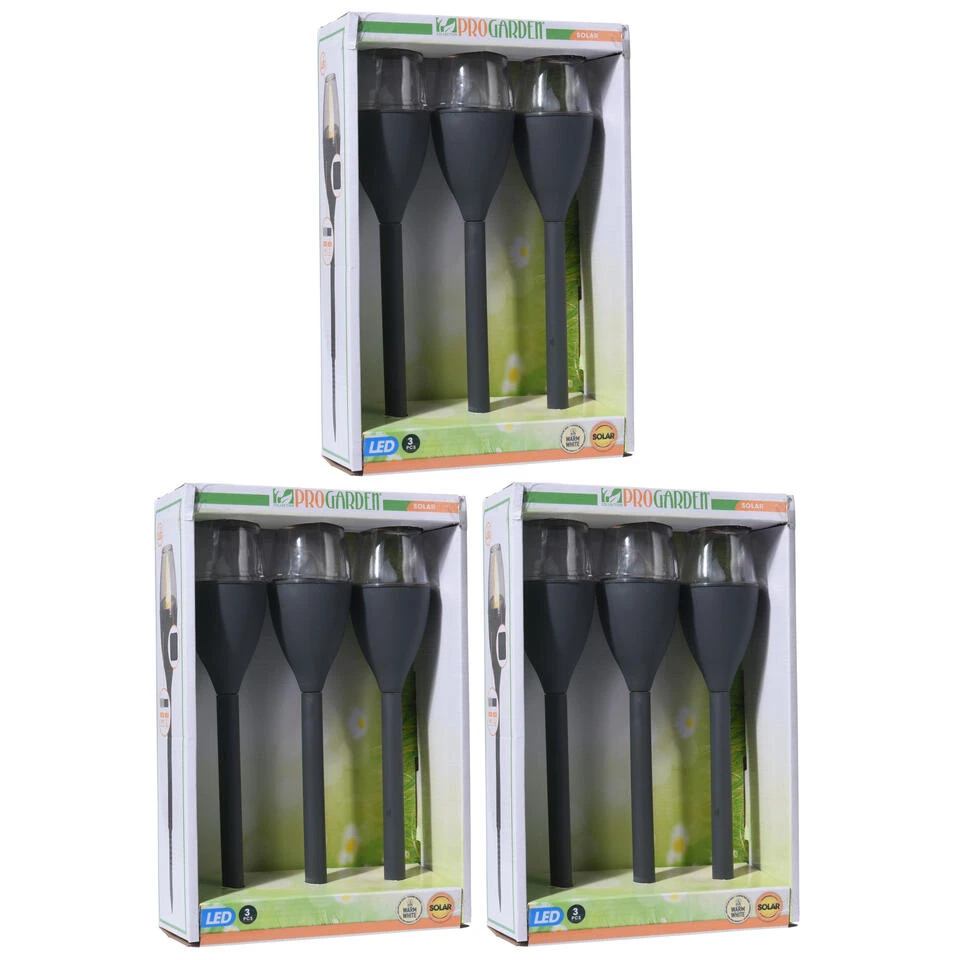 Pro Garden Prikspotjes - 3 Stuks - Zwart - Solar - LED - 31 Cm 2 Pro Garden Prikspotjes - 3 Stuks - Zwart - Solar - LED - 31 Cm - Afbeelding 2