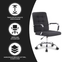 Xairo Milaan - Bureaustoel - Stof - Zwart -Leenbakker Winkel 1000050246 0102