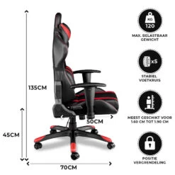 Ocazi Chicago Gaming Stoel - Bureaustoel - Zwart/Rood 6 Ocazi Chicago Gaming Stoel - Bureaustoel - Zwart/Rood -Leenbakker Winkel 1000050275 0102