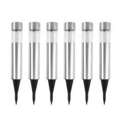 Orange85 Tuinverlichting Fakkels Solar Op Zonneenergie Zilver 6 Stuks RVS