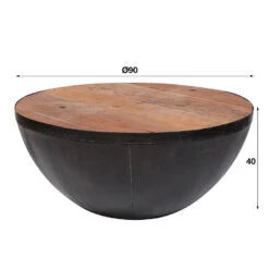 Giga Meubel Salontafel Zwart Metaal - Robuust Hardhout - Rond - Ø90cm -Leenbakker Winkel 1000052056 0103