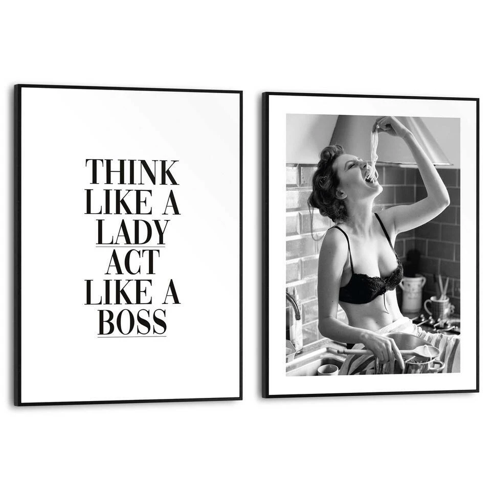 Set Poster Met Lijst - Pasta Lady 1 Set Poster Met Lijst - Pasta Lady