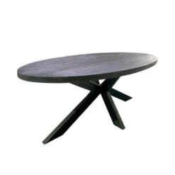 Eettafel Tulsa Black 210x100cm - Mangohout - Zwart - Ovaal