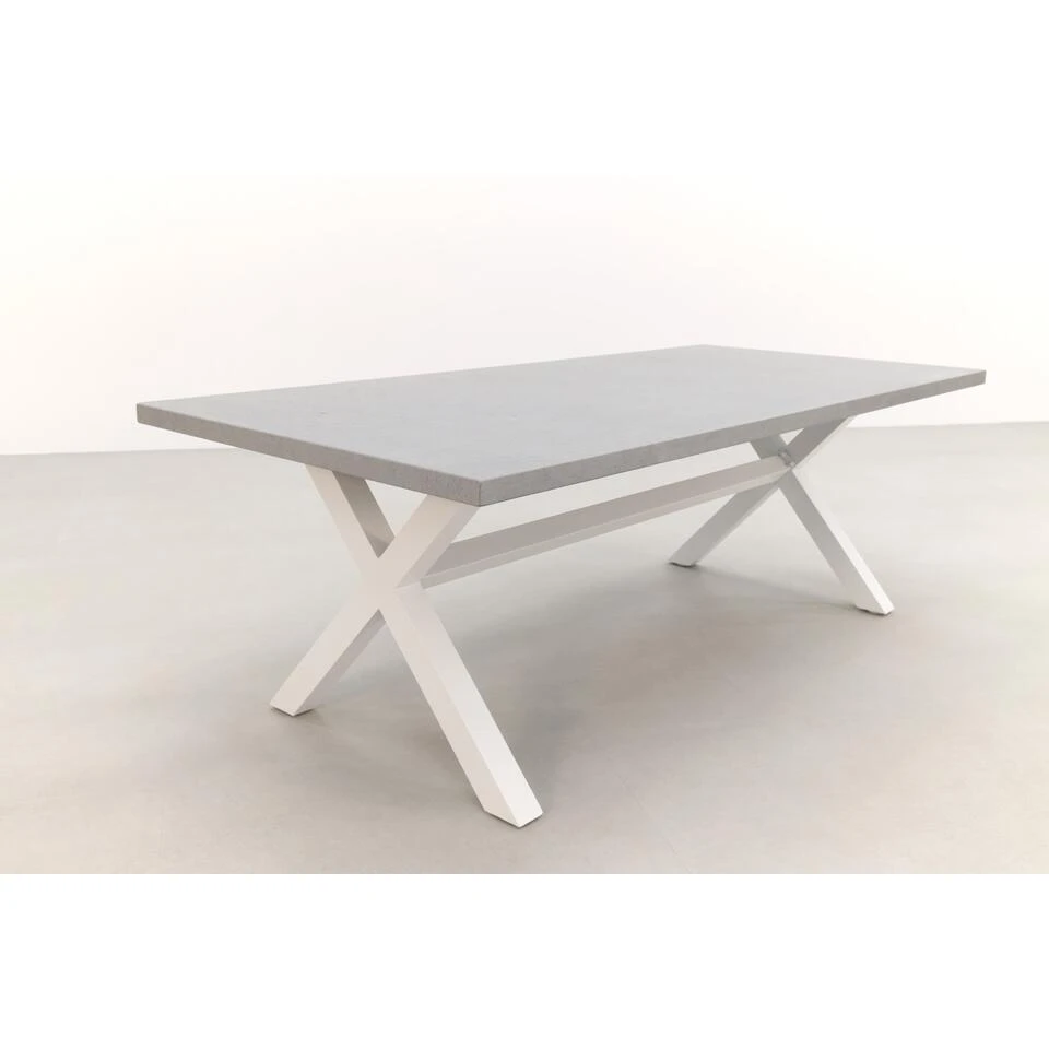 VDG Verona Betonlook Tuintafel 220 X 100 Cm. - White 3 VDG Verona Betonlook Tuintafel 220 X 100 Cm. - White - Afbeelding 3