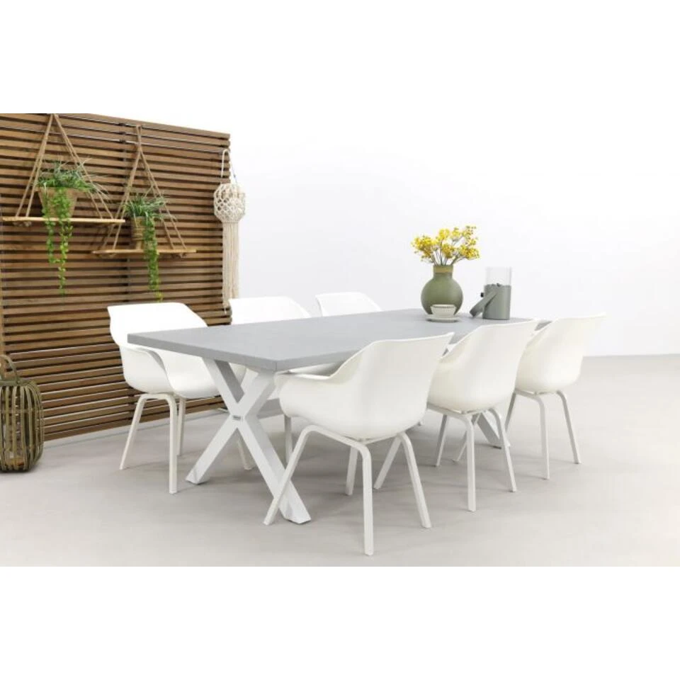 VDG Verona Betonlook Tuintafel 220 X 100 Cm. - White 4 VDG Verona Betonlook Tuintafel 220 X 100 Cm. - White - Afbeelding 4