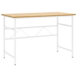 VidaXL Computerbureau 105x55x72 Cm MDF En Metaal Wit Lichteikenkleurig