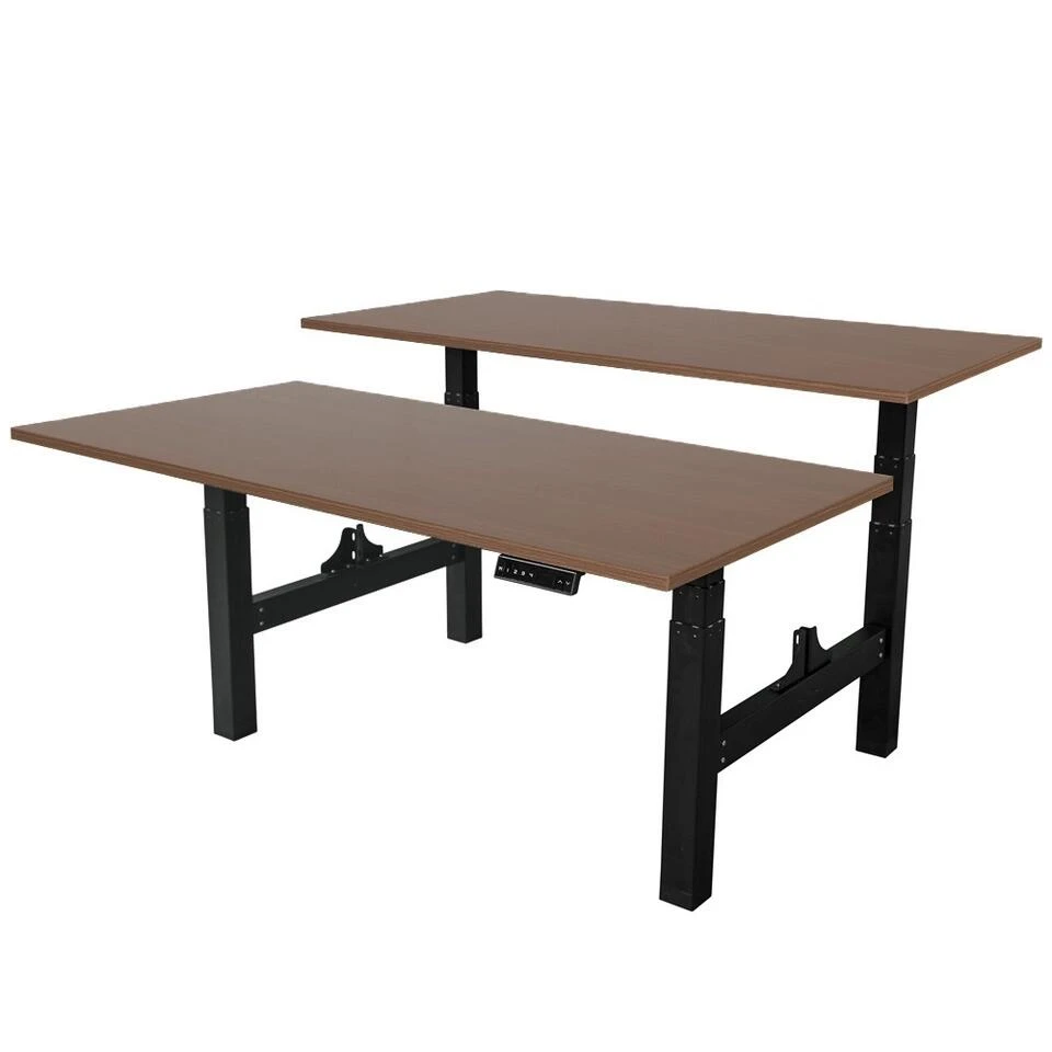 Elektrisch Verstelbaar Duo Bureau - 160x80 Cm - Two Dual Motor - Zwart / Donker 1 Elektrisch Verstelbaar Duo Bureau - 160x80 Cm - Two Dual Motor - Zwart / Donker