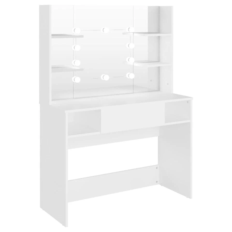 VidaXL Kaptafel Met LED-verlichting 100x40x135 Cm MDF Wit 1 VidaXL Kaptafel Met LED-verlichting 100x40x135 Cm MDF Wit