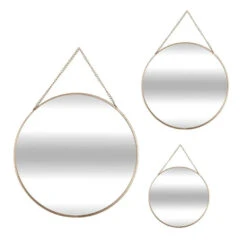 Atmosphera Wandspiegel Set - 3 St - Rond - Goudkleurig - Metaal