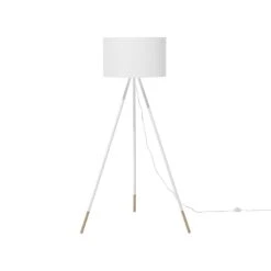 Beliani Staande Lamp TOBOL - Wit Metaal, Essenhout