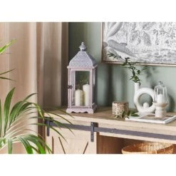 Beliani Windlichtzuilen SAMAR - Wit Ijzer -Leenbakker Winkel 1000057085 0103