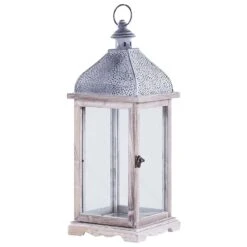 Beliani Windlichtzuilen SAMAR - Wit Ijzer