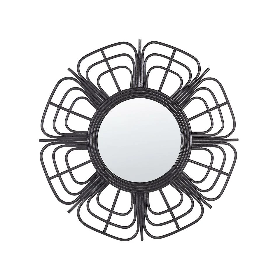 Beliani Wandspiegel PASAKU - Zwart Rotan 1 Beliani Wandspiegel PASAKU - Zwart Rotan