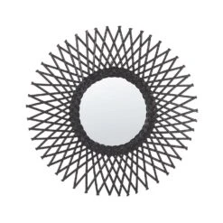 Beliani Wandspiegel TAGOLU - Zwart Rotan