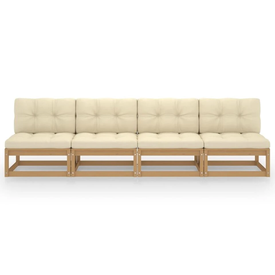 VidaXL Tuinbank 4-zits Met Kussens Massief Grenenhout 2 VidaXL Tuinbank 4-zits Met Kussens Massief Grenenhout - Afbeelding 2