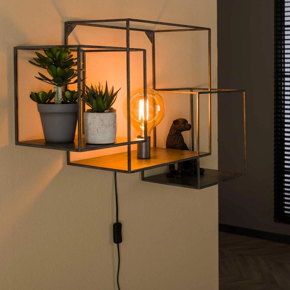 Hoyz - Wandschap 1L Cubic XL / Oud Zilver 2 Hoyz - Wandschap 1L Cubic XL / Oud Zilver - Afbeelding 2