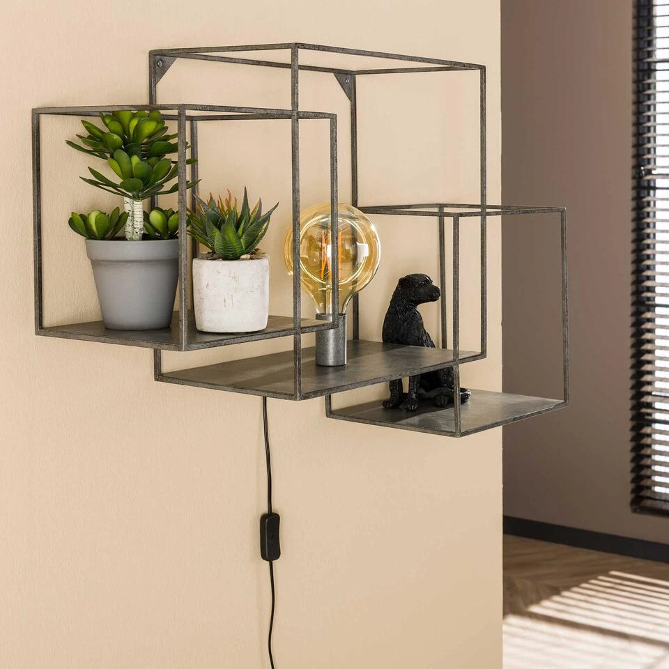 Hoyz - Wandschap 1L Cubic XL / Oud Zilver 3 Hoyz - Wandschap 1L Cubic XL / Oud Zilver - Afbeelding 3