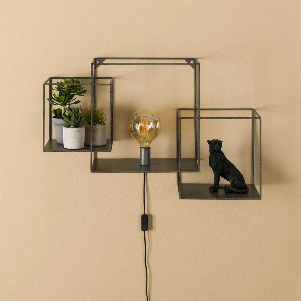 Hoyz - Wandschap 1L Cubic XL / Oud Zilver 4 Hoyz - Wandschap 1L Cubic XL / Oud Zilver - Afbeelding 4