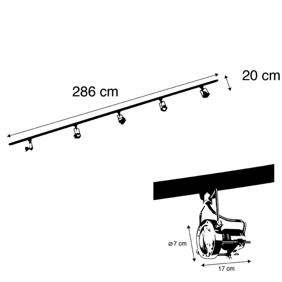 QAZQA Smart 1-fase Rail Zwart Met Staal Incl. 5 WiFi GU10 - Suplux 2 QAZQA Smart 1-fase Rail Zwart Met Staal Incl. 5 WiFi GU10 - Suplux - Afbeelding 2