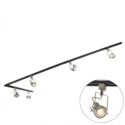 QAZQA Smart 1-fase Rail Zwart Met Staal Incl. 5 WiFi GU10 - Suplux