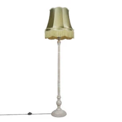 QAZQA Retro Vloerlamp Grijs Met Groene Granny Kap - Classico