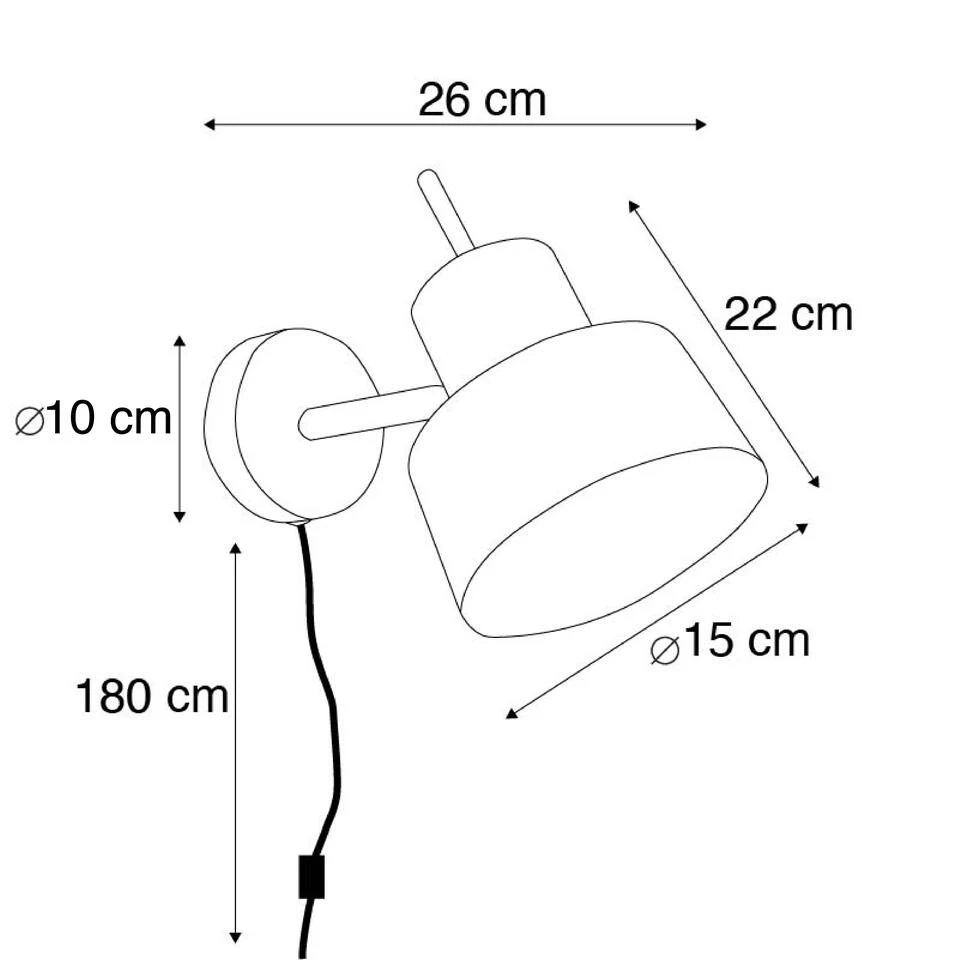 QAZQA Retro Wandlamp Zwart - Chappie 3 QAZQA Retro Wandlamp Zwart - Chappie - Afbeelding 3